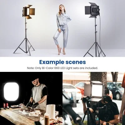 Neewer （2）nl660 led+（2）*200cm light stand(uk) _ black